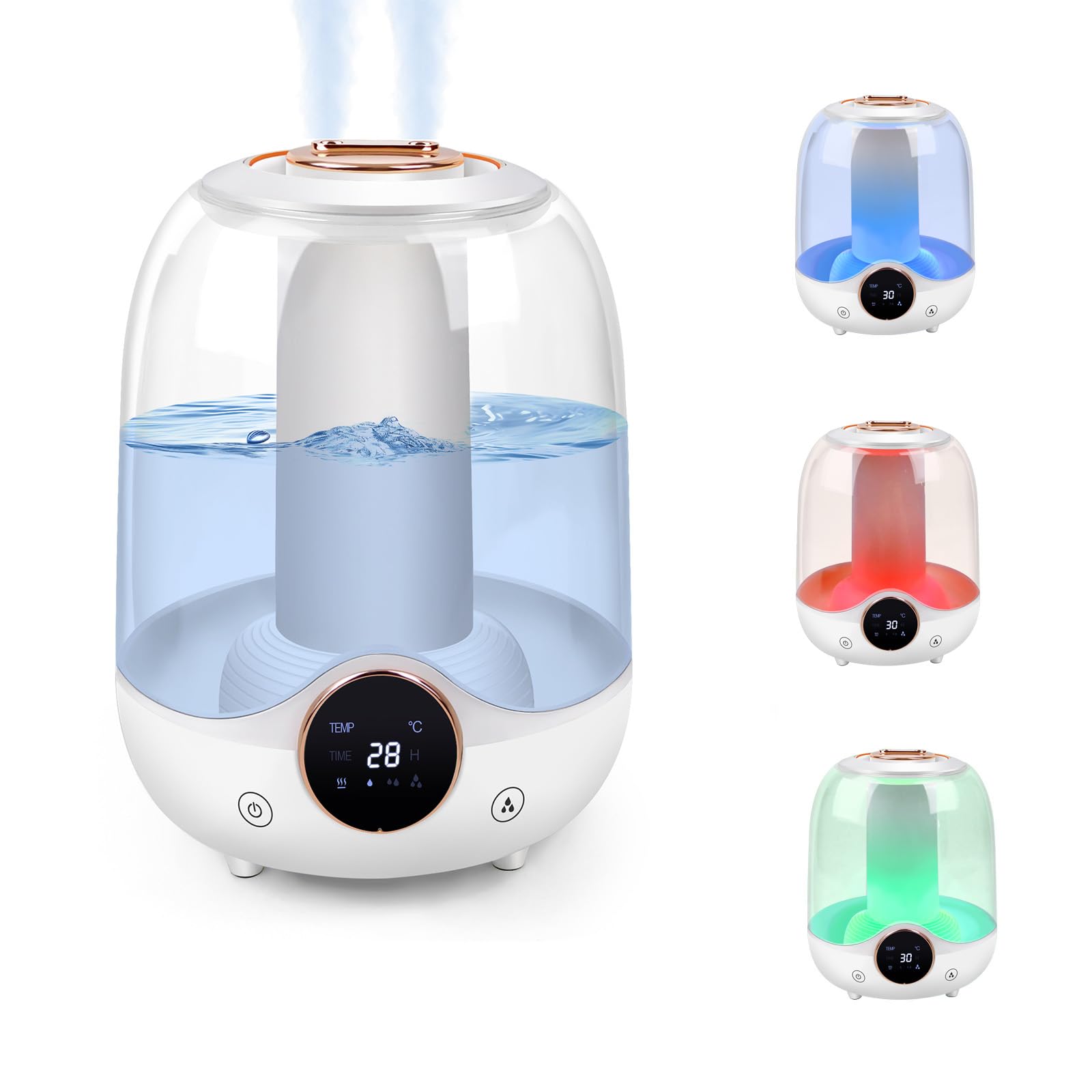 Humidifier 3L Humidifier for Bedroom Cool Mist Humidifier Quiet for Bedroom Humidifier for Bedroom Home Baby Room LED Display 3 Speed Fogging Cool Mist for Large Room