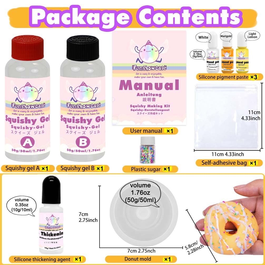 Taba Squishy Maker Kit Gel+Donut Silicone Mold+Pigment+Sprinkles