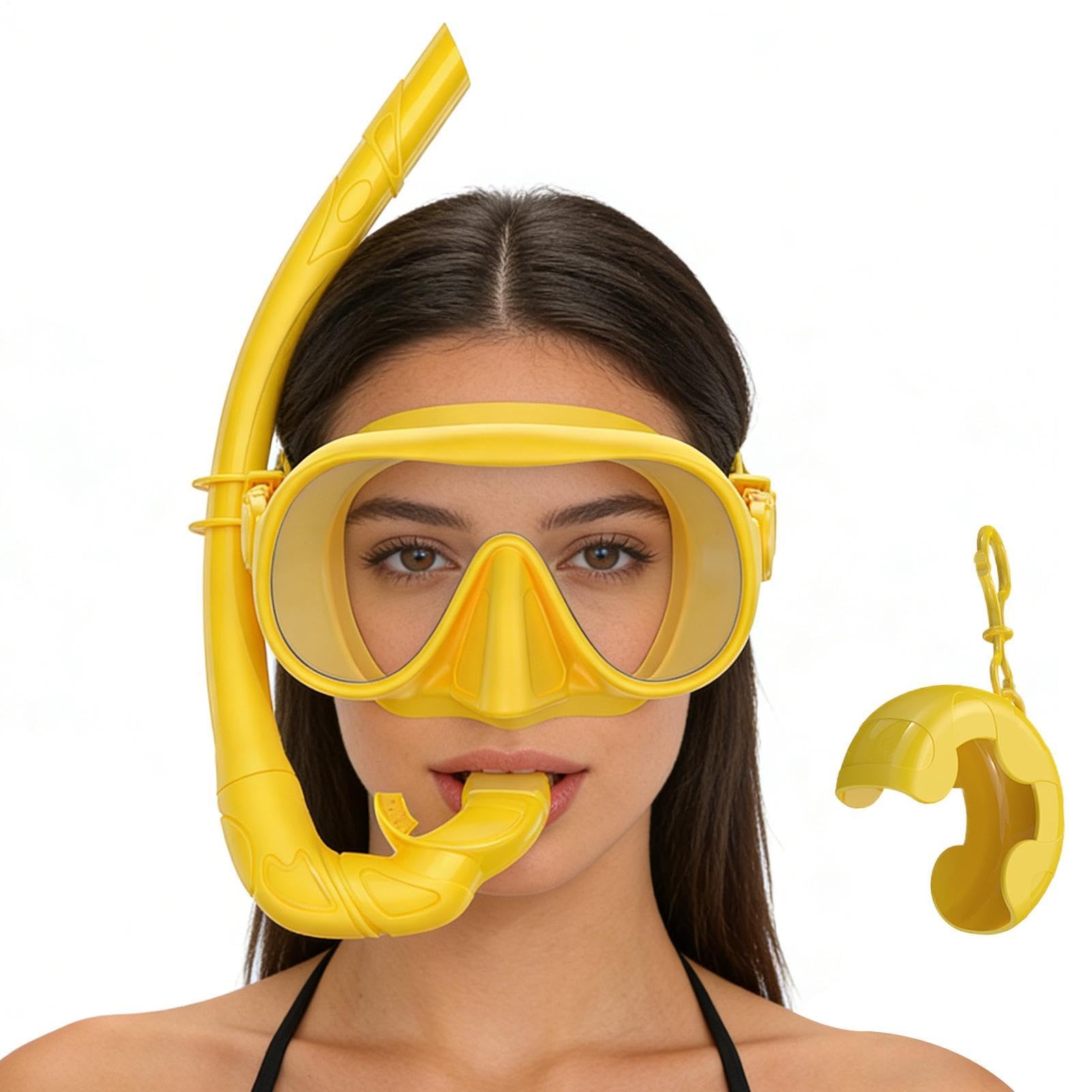 Zestaw do Snorkelingu dla Dorosłych z Panoramicznym Widokiem i Systemem | Zestaw z Pojemnikiem i Składaną Rurką z Regulowanym Paskiem Dla Mężczyzn, Kobiet, Osób