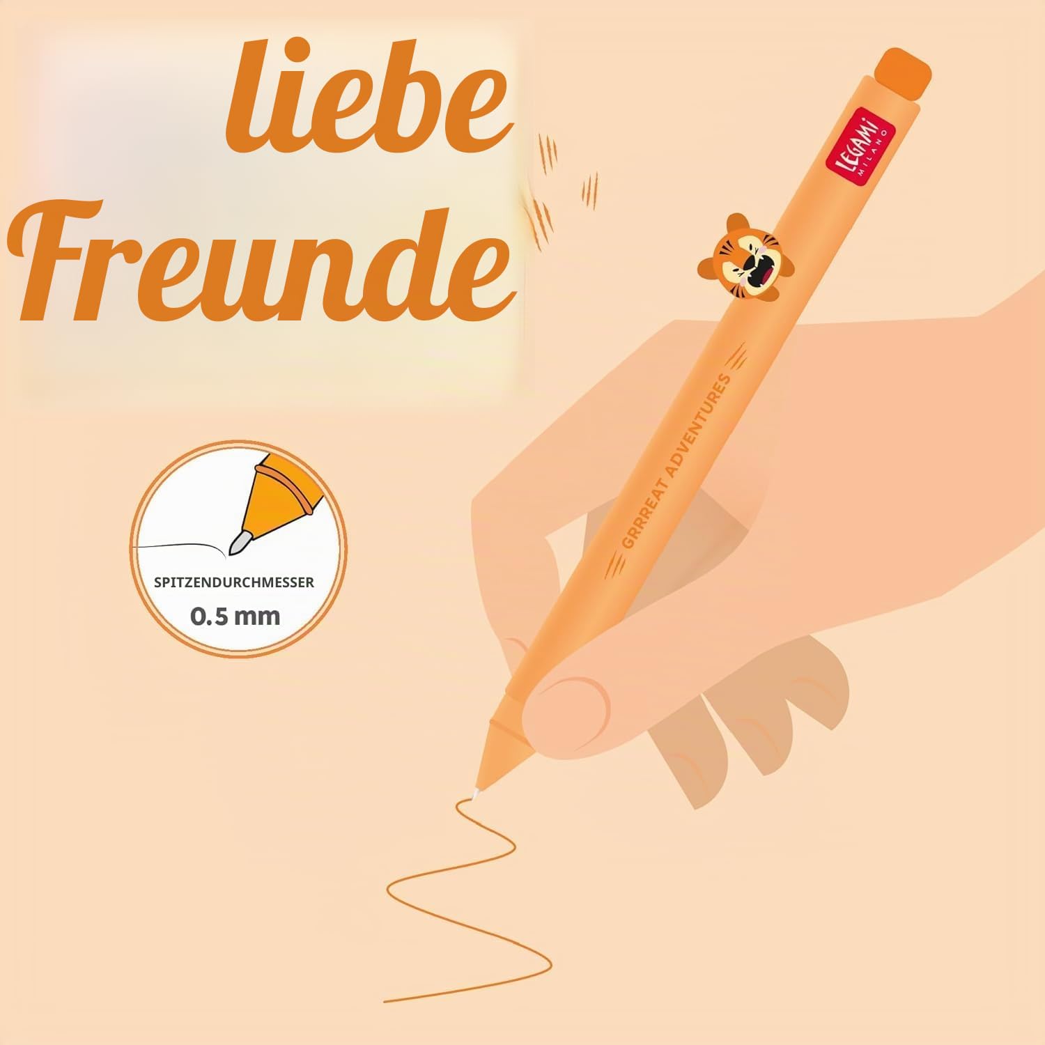 LEGAMI Set mit 15 Gelschreibern - Lovely Friends Tiermotive - Abnehmbar und kombinierbar - Rollschutz - Feine Spitze von 0,5 mm - Bunte Tinte