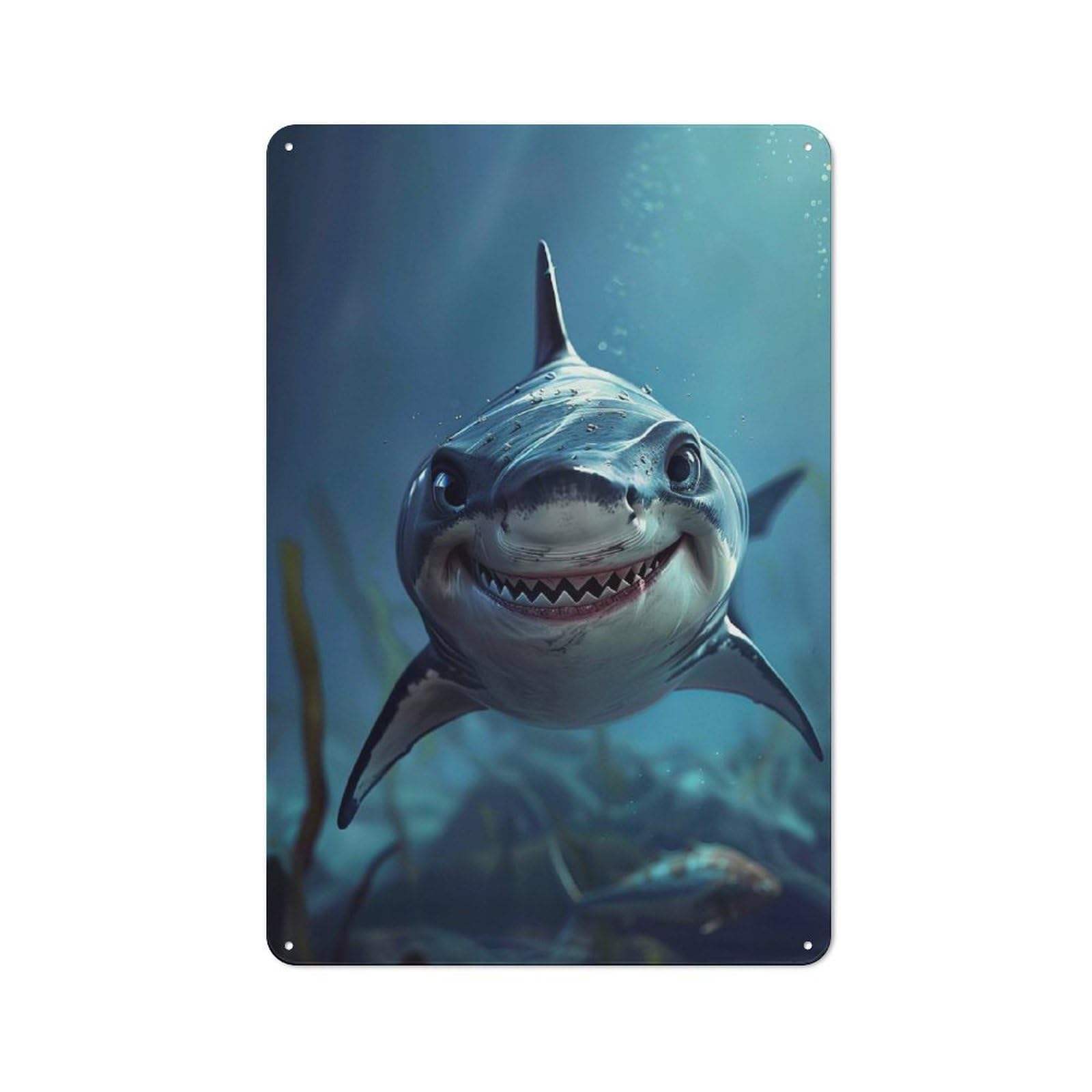 Junmoney Shark Sea Metal Plaque With Design 30X20cm, Retro Kitchen Wall Decor For Bakery, Diner, Cafe Or Family Room