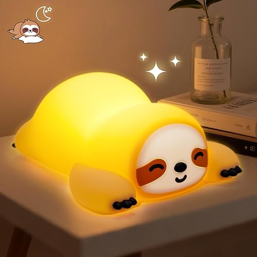 Miniatura 7 de Linda luz nocturna de perezoso para niños, luz nocturna regulable de 3 niveles, regalo de perezoso con luz blanda de silicona, lámpara táctil