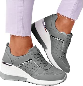 Scarpe Donna Ginnastica Sneakers Sportive Casual Con Platform Zeppa Alta LL-16: Cuoricino Glitter E Strass