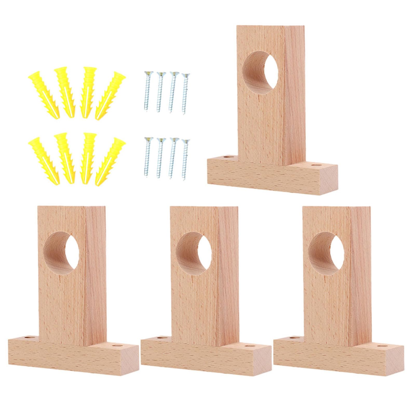 PACKOVE Supporto per Bastone Design Moderno e Semplice Beige 4 Pezzi per Tende in Legno Facile da Installare e Resistente Adatto per Casa e Ufficio