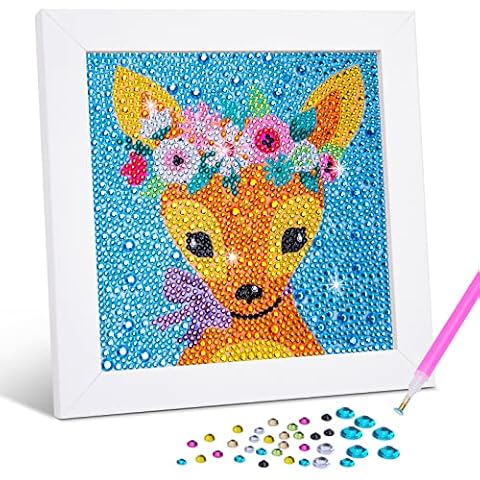 Girls Toys Age 5 6 7 8, Kids Arts and Crafts Gifts for 7 8 9 10 11 Year Old Boys Diamond Painting Set Toys for Girls Kid Age 6-12 Teen Art Supplies for Kids Present Home Decor Deer Gift for Adults Cover