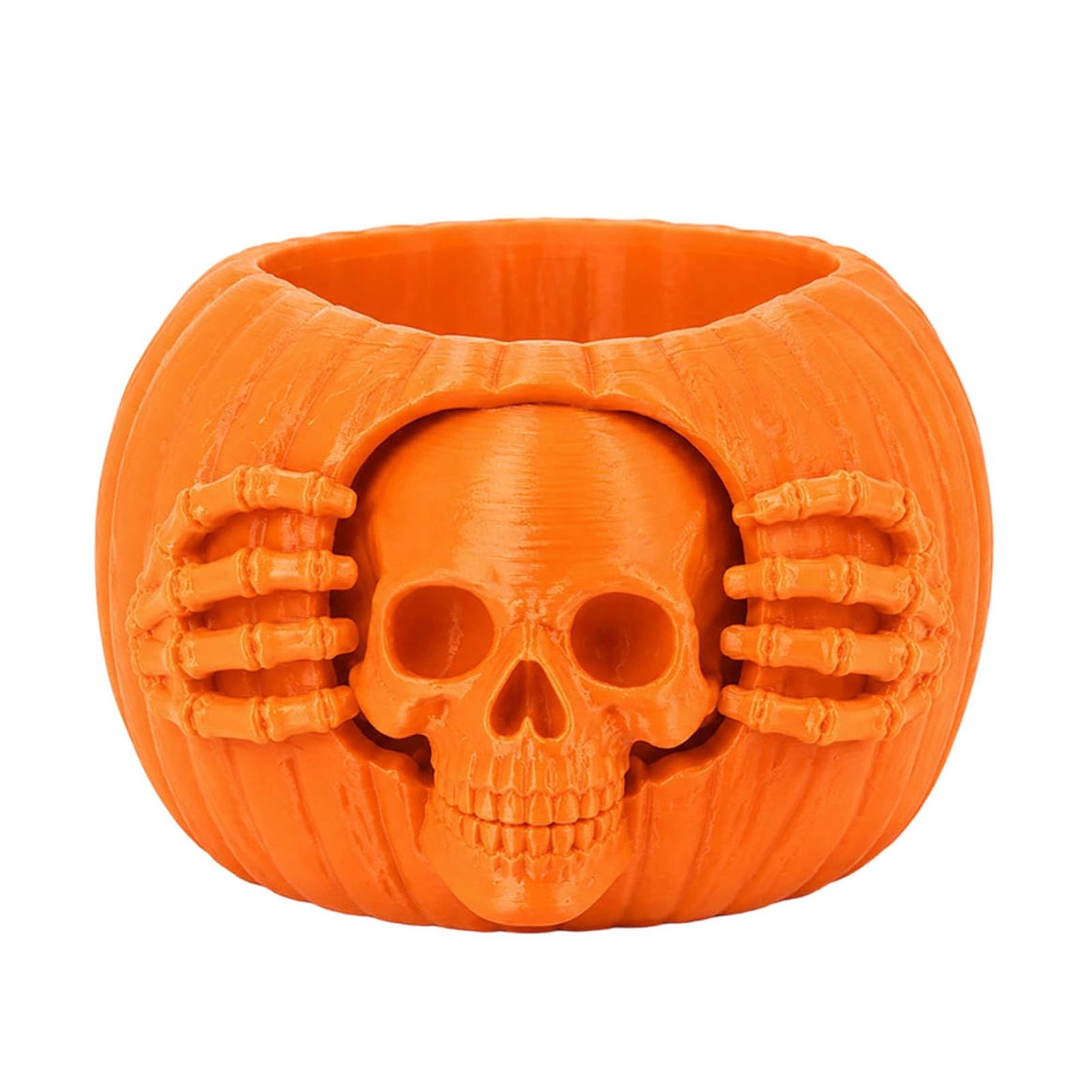 Halloween Skull Pumpkin Pen Holder – Spooky Desk Organizer & Candy Jar