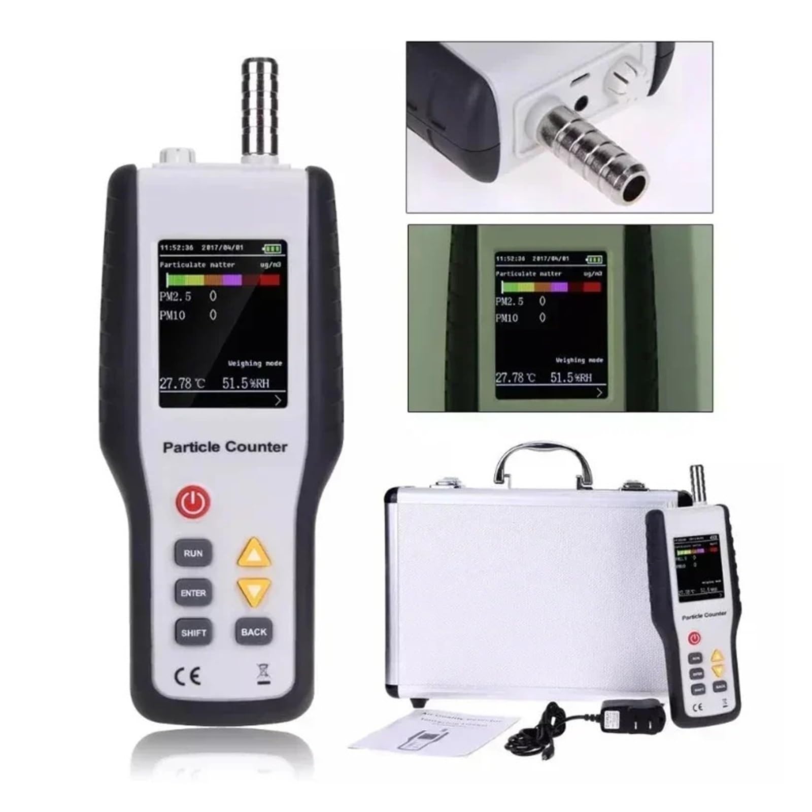 Monitor Jakości Powietrza, HT-9600 Detektor PM2,5 PM10 Licznik Cząstek Pyłu Zanieczyszczenia Powietrza Miernik 2,8 Cala Wyświetlacz LCD