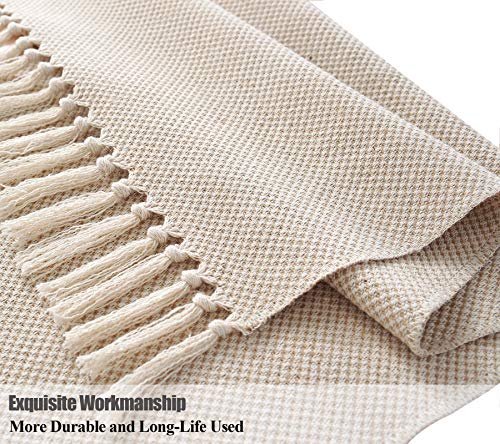 Wracra Braided Cotton Linen Table Runner Farmhouse Burlap Table Runner, Jute Rustic Table Decor Holiday Parties and Everyday Use (Waffle, 13 × 90 Inch)