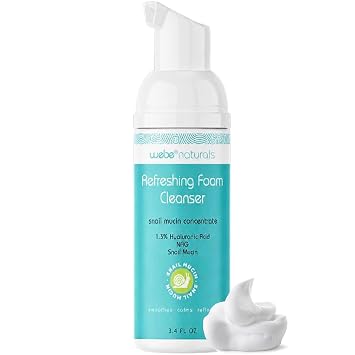 WEBE Refreshing Gentle Foam Cleanser | Snail Mucin, Hyaluronic Acid, N-Acetyl Glucosamine | Hydrating & Soothing Formula for Radiant, Moisturized Skin | Natural Skincare for all Skin Types