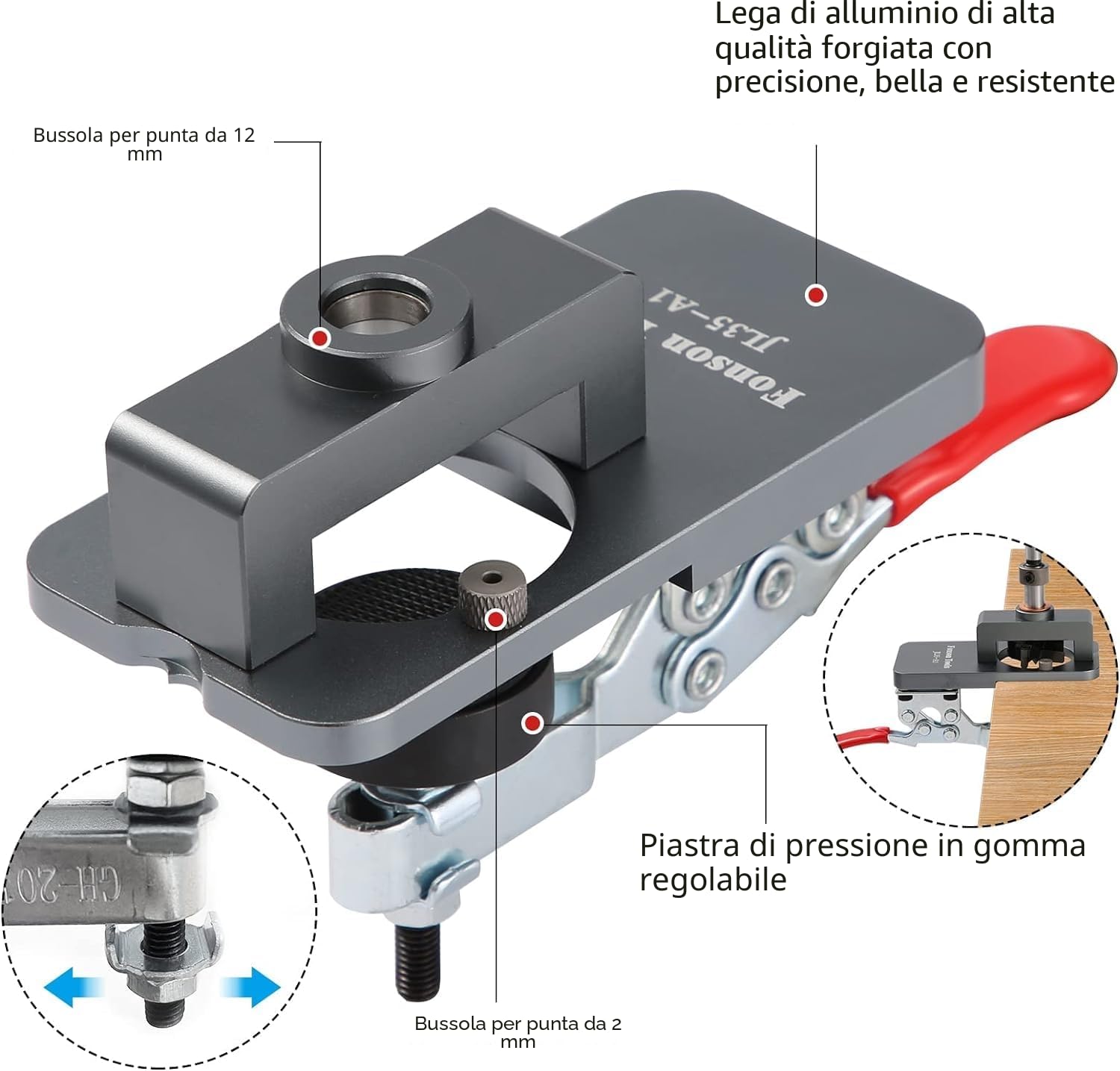 Idong 35mm Dima per Cerniere a Scodellino, Nascosta Guida Trapano Localizzatore, Posizionatore per Montaggio Cerniera