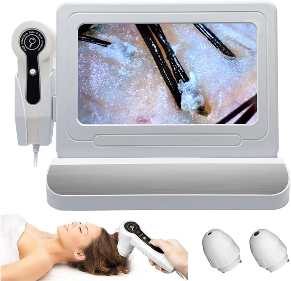 Analyseur de peau et de cheveux HD LCD de 11 pouces | Détecteur de follicules et machine d'analyse de peau tout en un à 50X/200X | Appareil multifonctionnel pour usage domestique, en salon et clinique