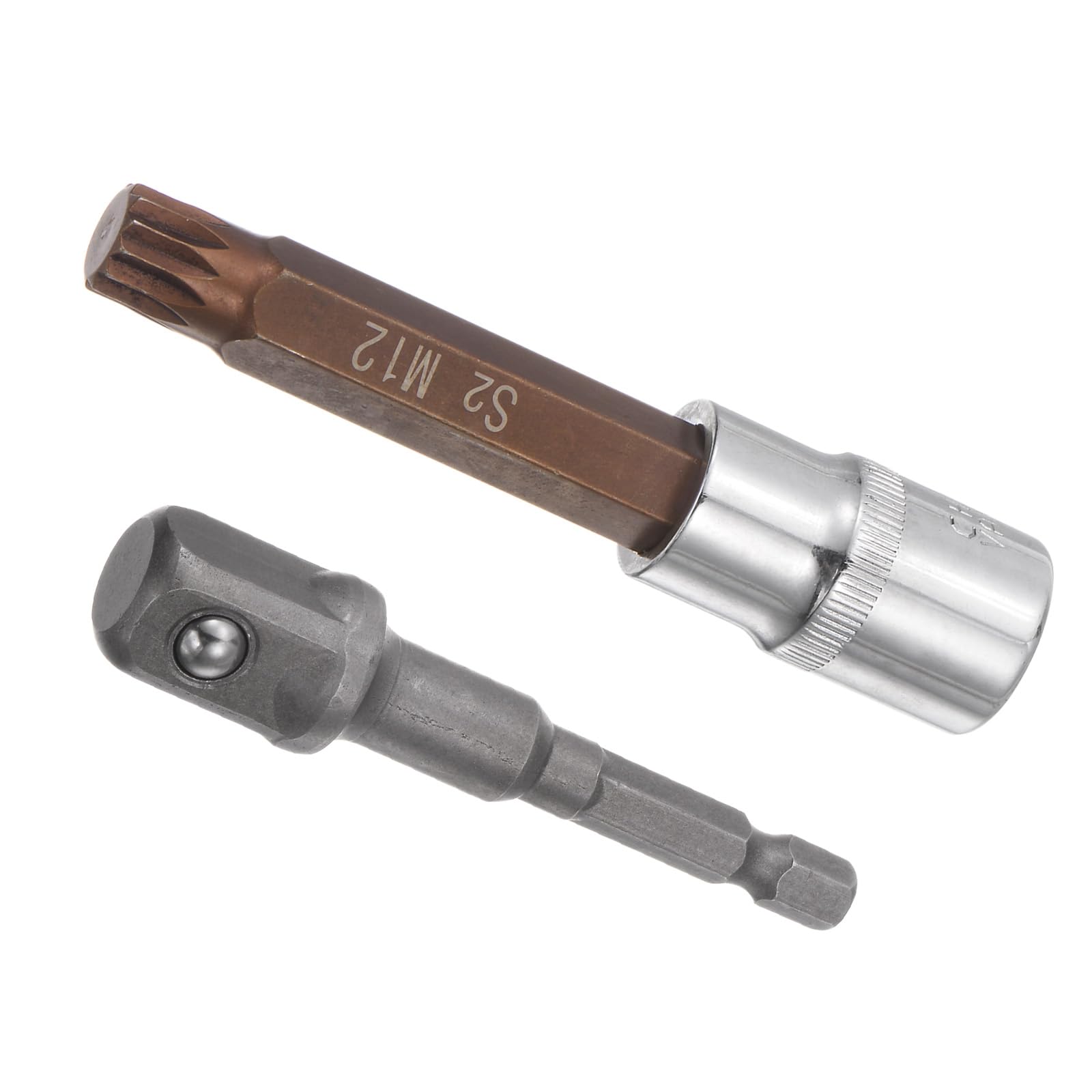 CoCud M12 Spline Bit Socket 1/2" Impact Bit Socket S2 Steel CR-V Impact Bit Screwdriver Sockets with Hex Shank Adapter