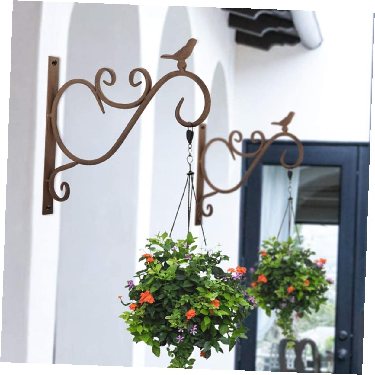 Soporte de Pared para Macetas Colgantes de Jardín Exterior de Soportes de Hierro Estilo Rústico para Plantas Balcón Patio y Decoración Hogar