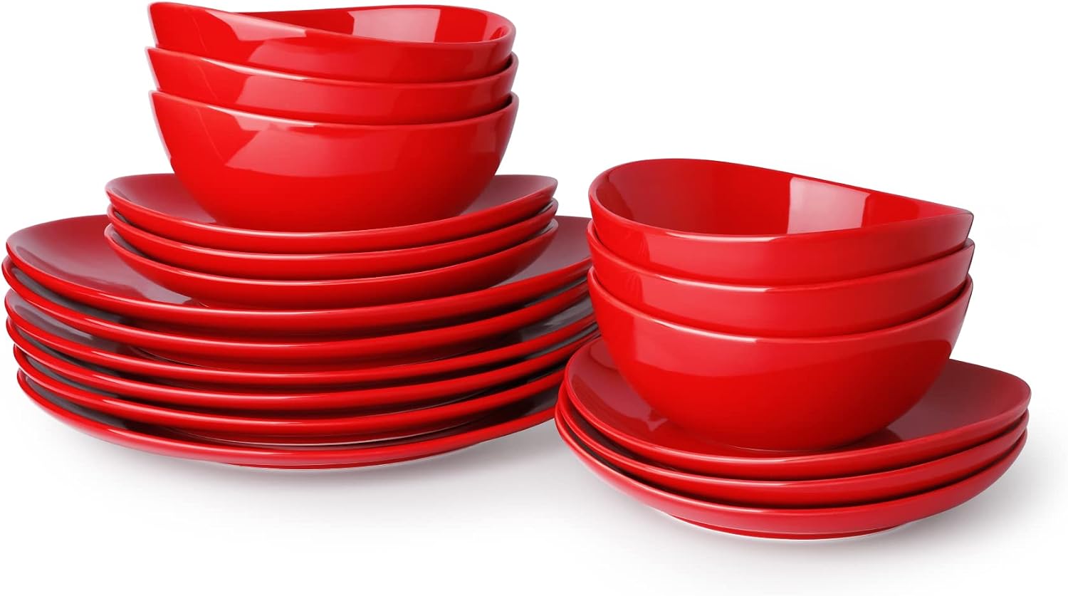 Sweese 198.604 Porcelain Dinnerware Set, 18-Piece, Service for 6, Red