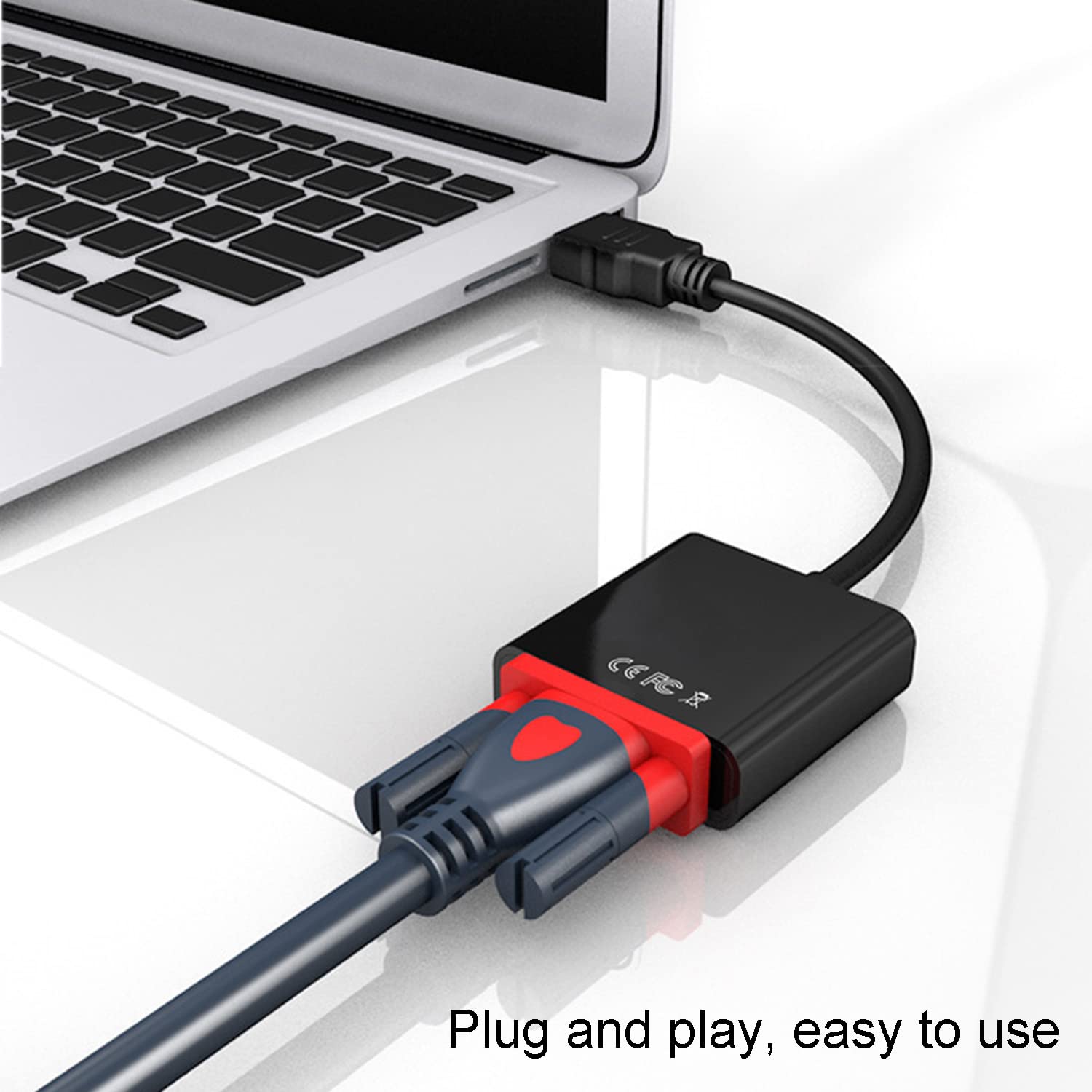 Adaptateur HDMI Vga, Adaptateur HDMI vers VGA(mâle vers Femelle) pour Ordinateur, Bureau, Ordinateur Portable, PC, Moniteur, projecteur, HDTV, Chromebook, Raspberry Pi, Roku, Xbox et Plus