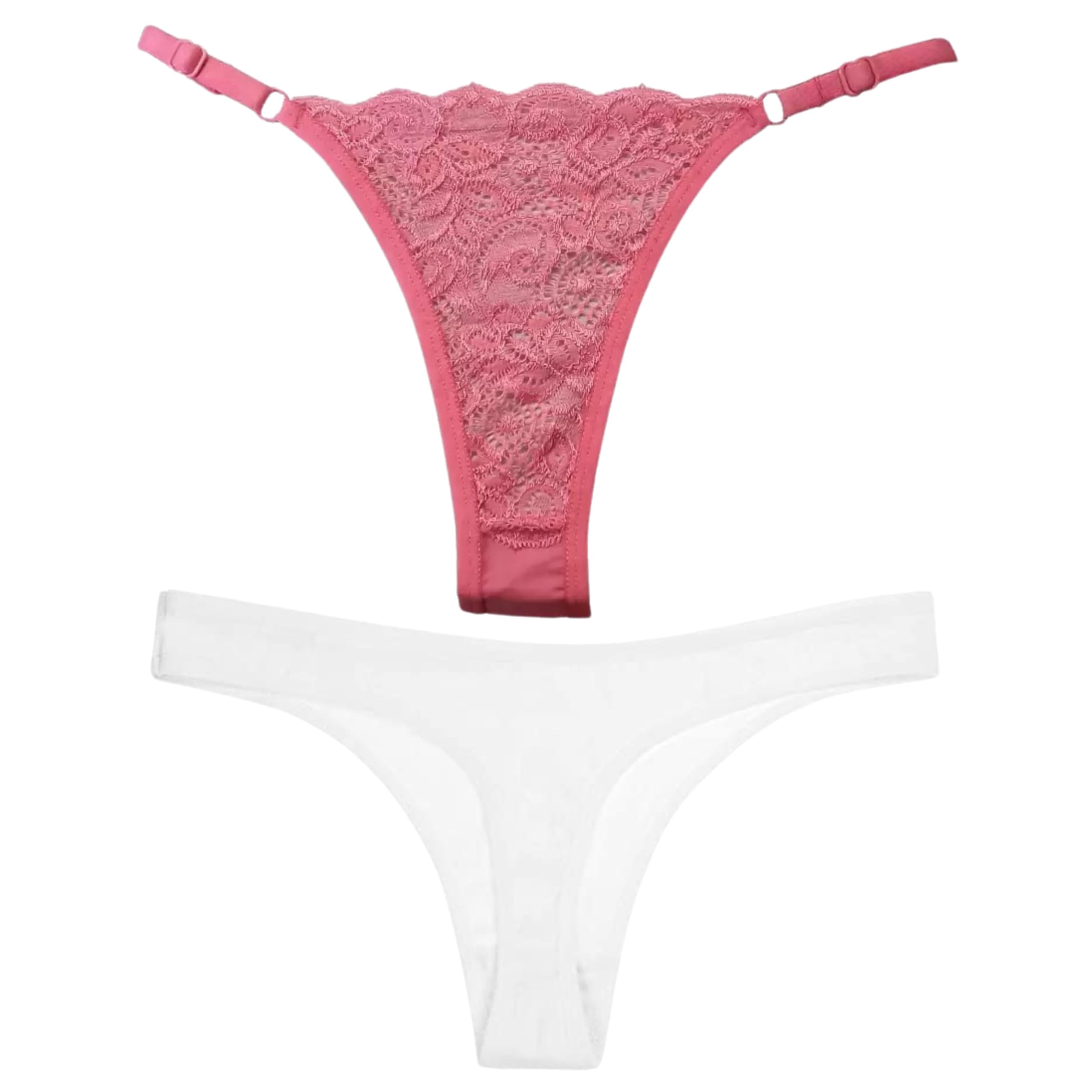vadik Thong for Women Cotton Underwear Low Rise Solid G-String Sexy Lingerie Panties | Women Stretchable Under Fitted Outfits Bikini Style Underwear -Pack of 2 (in, Alpha, XL, Regular, Pink, White)-picture-33