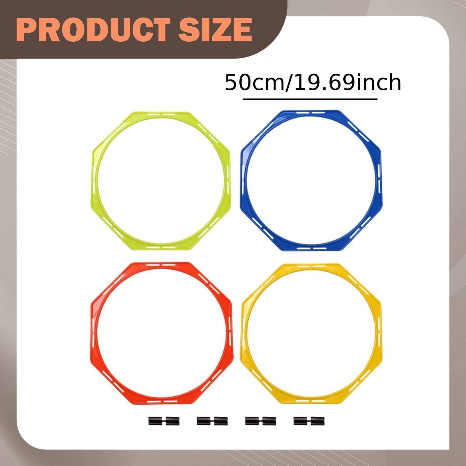 4 Anillos de, Equipo de Entrenamiento, Multiusos para Practicar Ejercicios de Juego de Pies Y Velocidad, Juegos de Fútbol.
