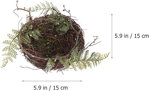 Miniatura 8 de VALICLUD Nido artificial para pájaros con huevos, pájaros, ramita de ratán natural, adorno para casa, decoración de jardín