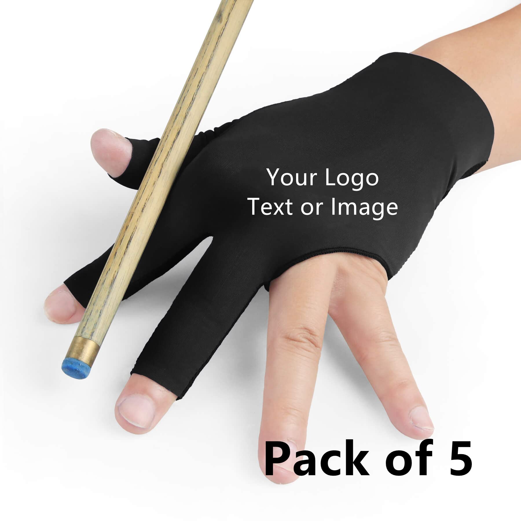 Votinu Customized Breathable Billiard Gloves for Left Hand - Quick Dry Comfortable 3 Finger Pool Glove for Billiards Snooker Carom Pool (Black-Left-Custom, Large/X-Large)