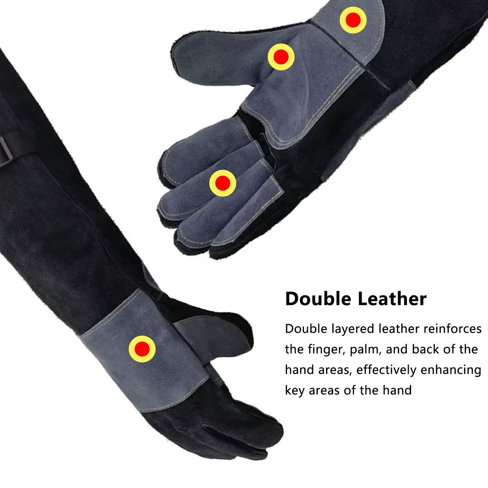 Gants de toilettage pour animaux de compagnie pour chats, chiens et petits animaux de compagnie, longs gants de manipulation en cuir avec couverture renforcée des mains, utilisation de gants de pour à
