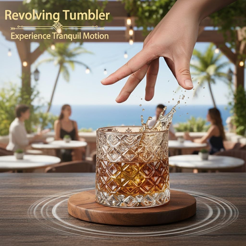 ANKUL Spinning Whiskey Glasses - Dancing Tumbler Set -3