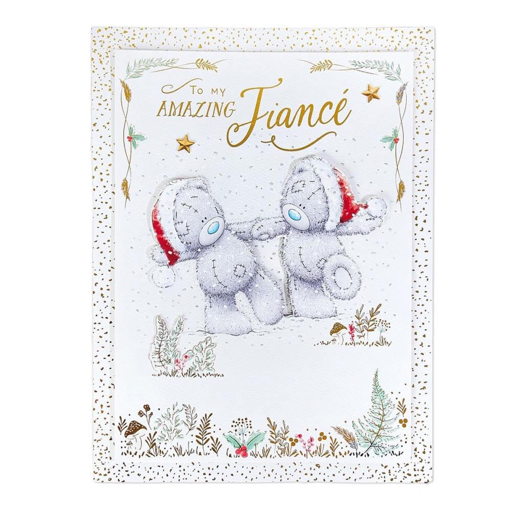 Me To You Tatty Teddy Luxury Christmas Card For Fiance In Keepsake Box - Official Collection