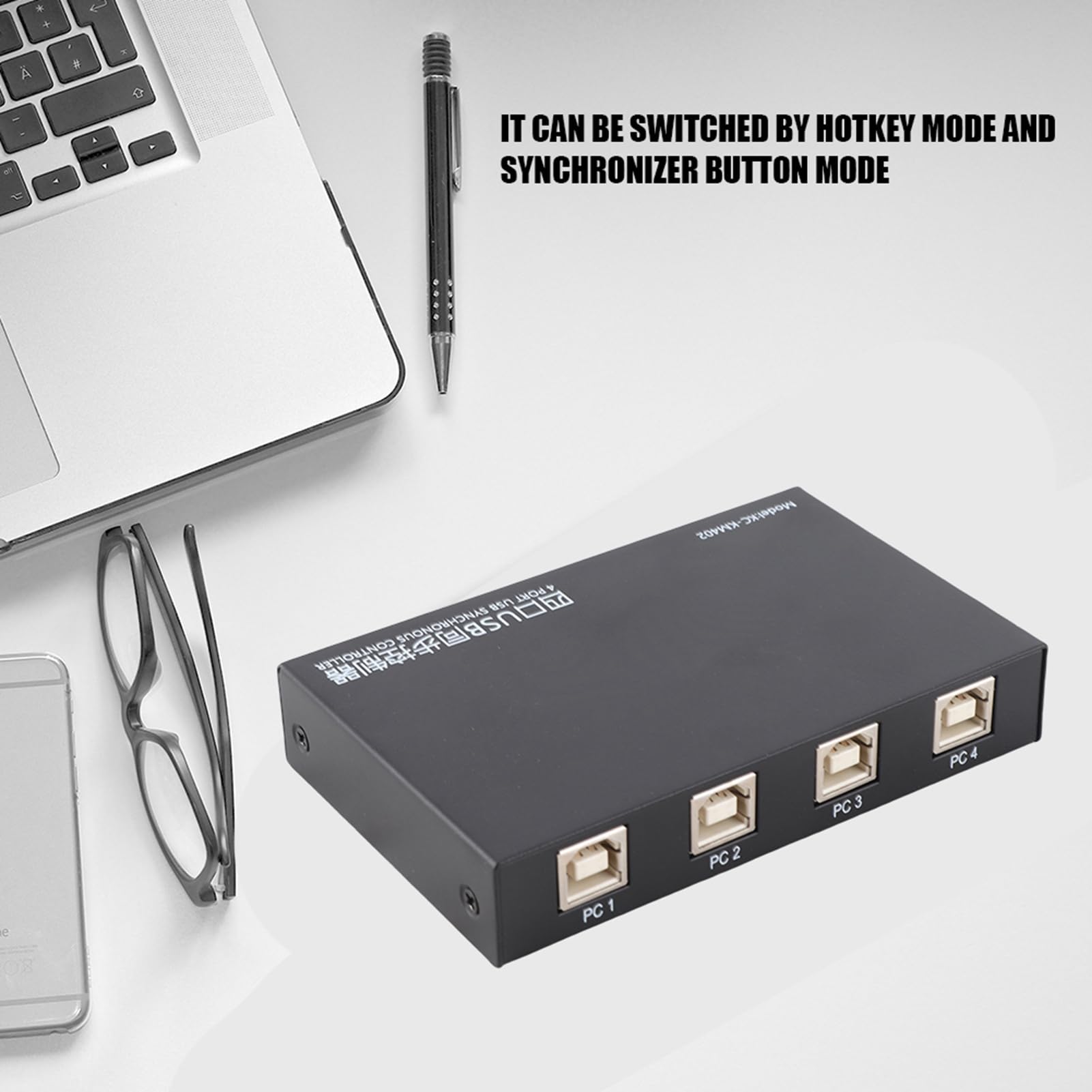 Contrôleur Synchrone de Souris et Clavier à Quatre Ports USB2.0, Installation Facile, Plug and Play, Commutation de Raccourcis Clavier, Synchronisation du la Sou