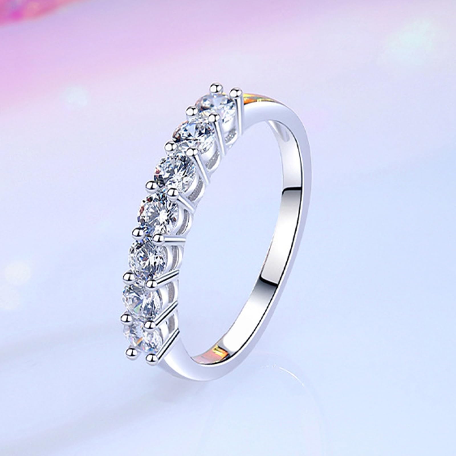 Delikatne złoto 750 pierścionków dla kobiet z moissanitem 0,7 ct, białe złoto, 9K/14K/18K białe złoto/platyna 950, rozmiar 47 (15,0)-65 (20,7)