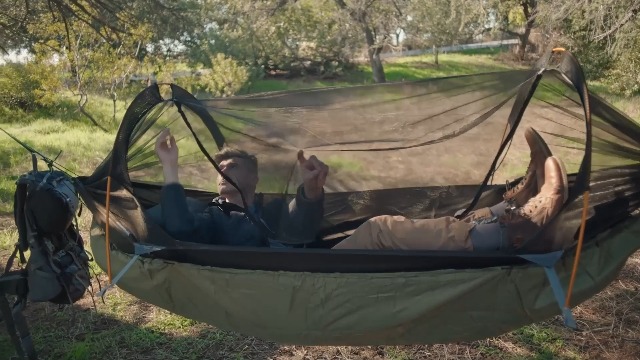 Night Cat Hängematte Zelt mit Moskitonetz wasserdichte Regenfliege Für 1 Person Wandern Camping im Garten Hinterhof Wilde Grün Pro Garten