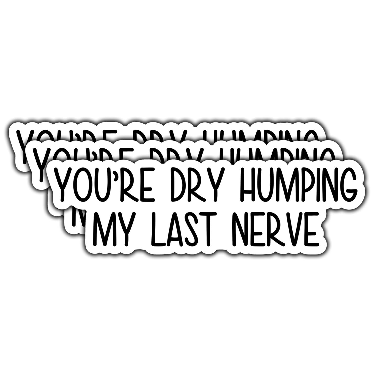(3Pcs) You're Dry Humping My Last Nerve Sticker Funny Quote Sarcastic Waterproof Vinyl Sticker for Books Laptops Phone Water Bottles Tumbler Cup