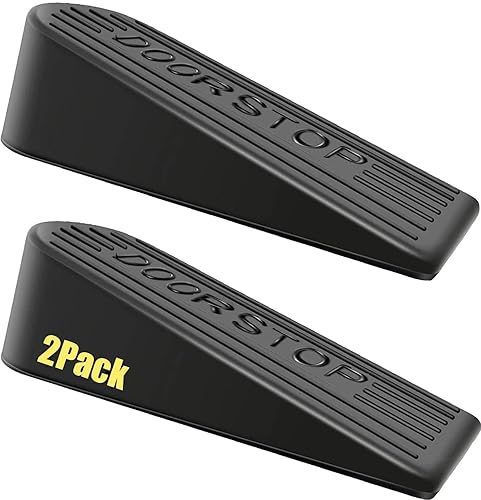 Tope grande de goma para puerta, paquete de 2 unidades, resistente y apilable, apto para huecos de hasta 2.0 pulgadas, topes de puerta antiarañazos,