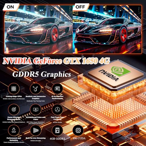 Image of Mini Gaming PC, Intel Core i9-9980HK(8C /16T, up to 5.0GHz), GeForce GTX 1650 4G Mini Computer with RGB Lights, 16GB DDR4 512GB NVMe SSD, 2X HDMI + Type-C, WiFi 6E BT 5.3, 1G LAN, Windows 11 Pro, Black