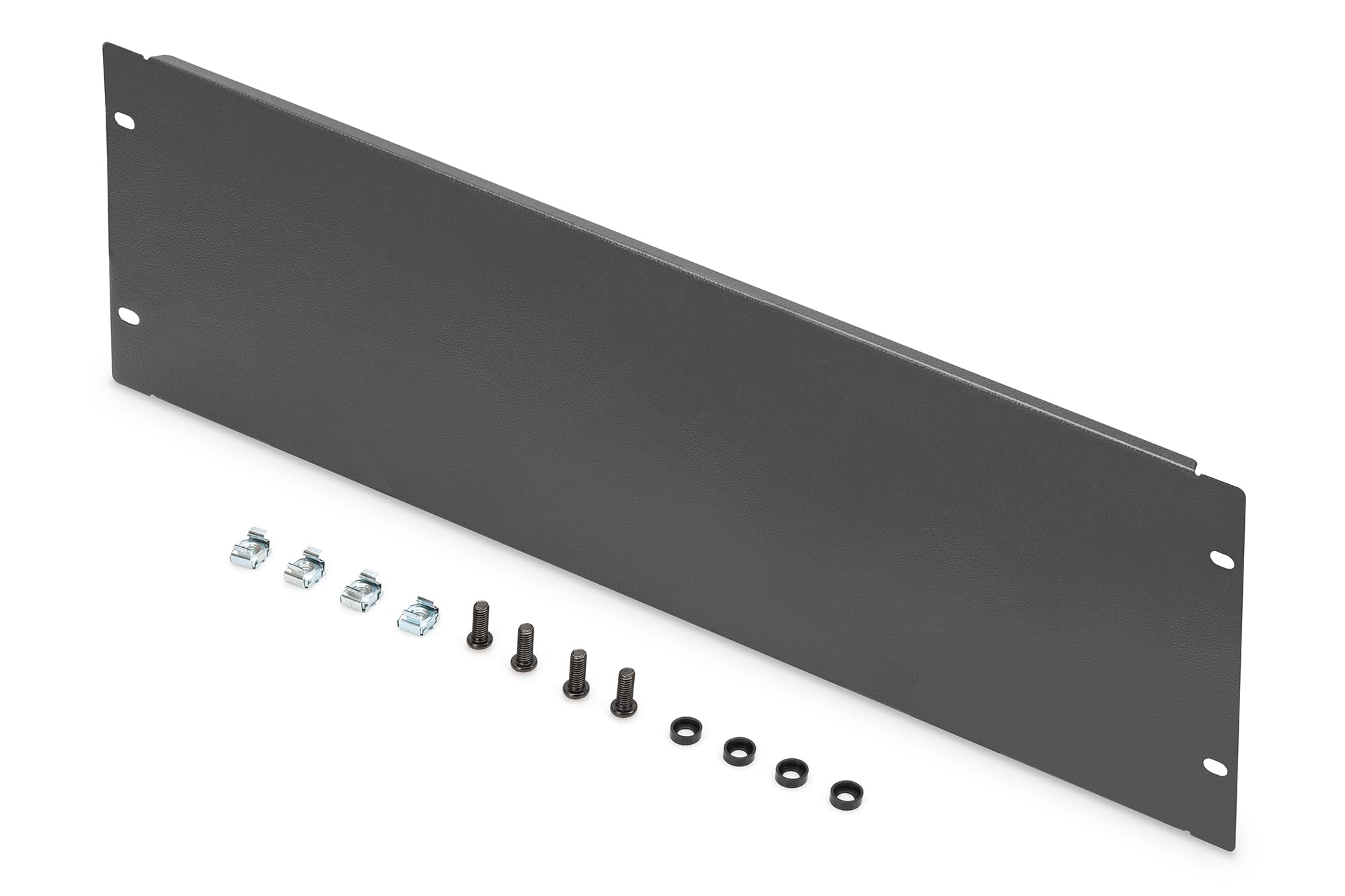 DIGITUS 19" osłona zaślepiająca - 4U - maskownica do szaf sieciowych i serwerowych - osłona rack - z materiałem montażowym - blacha stalowa - malowana proszkowo - czarna
