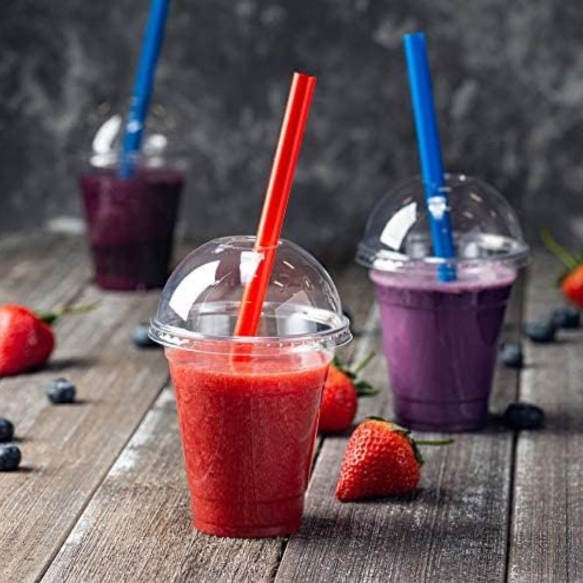 HOT BARGAINS Smoothie Cups with Dome Lids, 10oz/290ml, Pack of 2000, Clear PET Cups for Cold Drinks