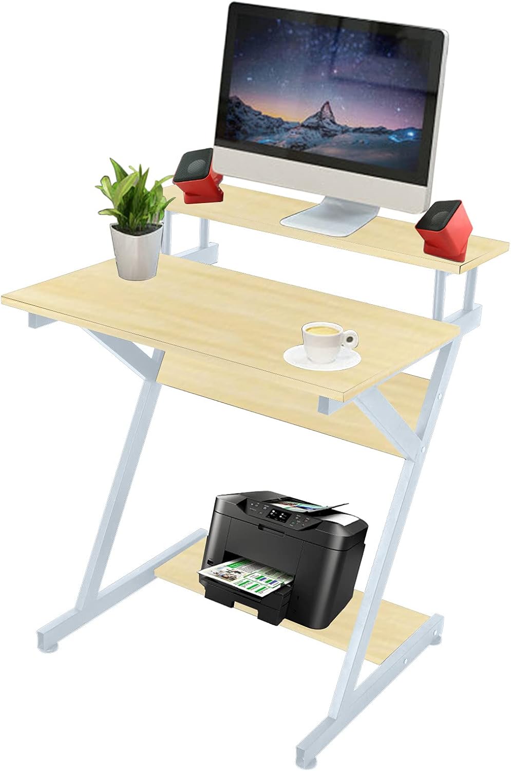 Micozy ZShaped Computer Desk with Shelves, 24.4 Inch