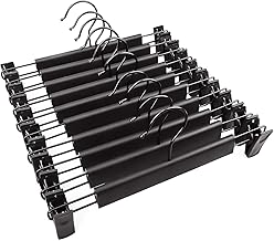 Trouser Hanger, 10Pack Plastic Pant Hangers Space Saving Skirt Hangers with Clips Adjustable Non-Slip Coat Suit Metal Heavy Duty Chrome Clothes Hangers Clothes Hook