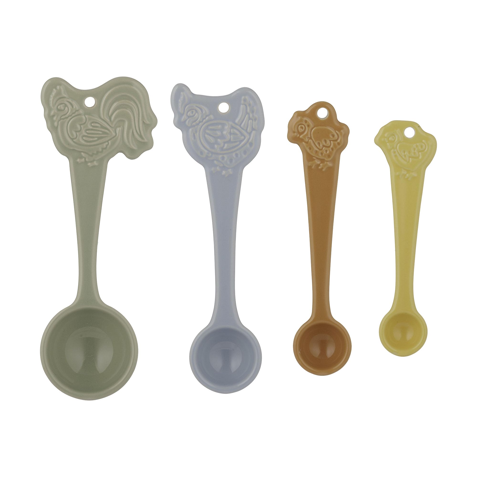 Mason Cash Measuring Spoons Set Of 4 Home To Roost Stoneware Cockerel Embossed Kitchen