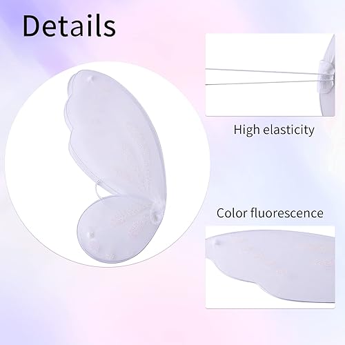 Miniatura 16 de ZIRICHER Alas de hadas grandes para niñas, alas de hada de mariposa, regalo de fiesta de cumpleaños para niños