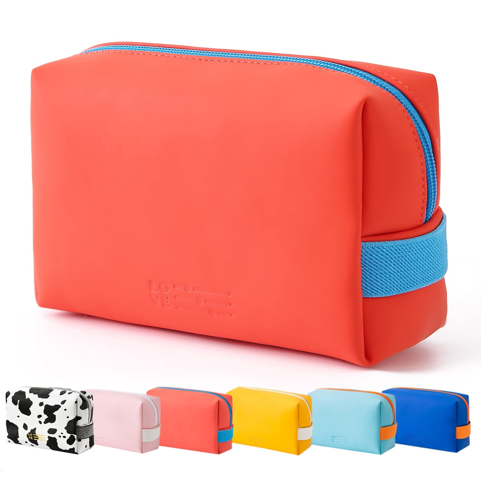 Cosmetic Bag Makeup Bag for Purse Pouch Travel Beauty Zipper Organizer Bag Gifts for Girl Women, PU Leather Washable Waterproof Make Up Organizer for Brushes, Beauty, Eyeshadow Palette, Lipstick