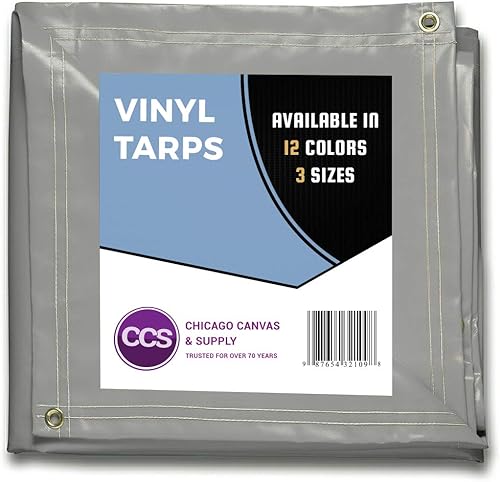 CCS CHICAGO Canvas & SUPPLY - Lona de vinilo impermeable resistente - Cubierta de lona multiusos extra duradera con ojales inoxidables para uso CCS CHICAGO Canvas & SUPPLY - Lona de vinilo impermeable resistente - Cubierta de lona multiusos extra duradera con ojales inoxidables para uso