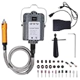 1000W 30000RPM Electric Flex Shaft Rotary Tool Foot Pedal Control Flex Shaft Hanging Grinder Carver Can Forward-Reverse Rotation, Multi-function Kit with Accessories for Carve-Buffing Diy Craft work