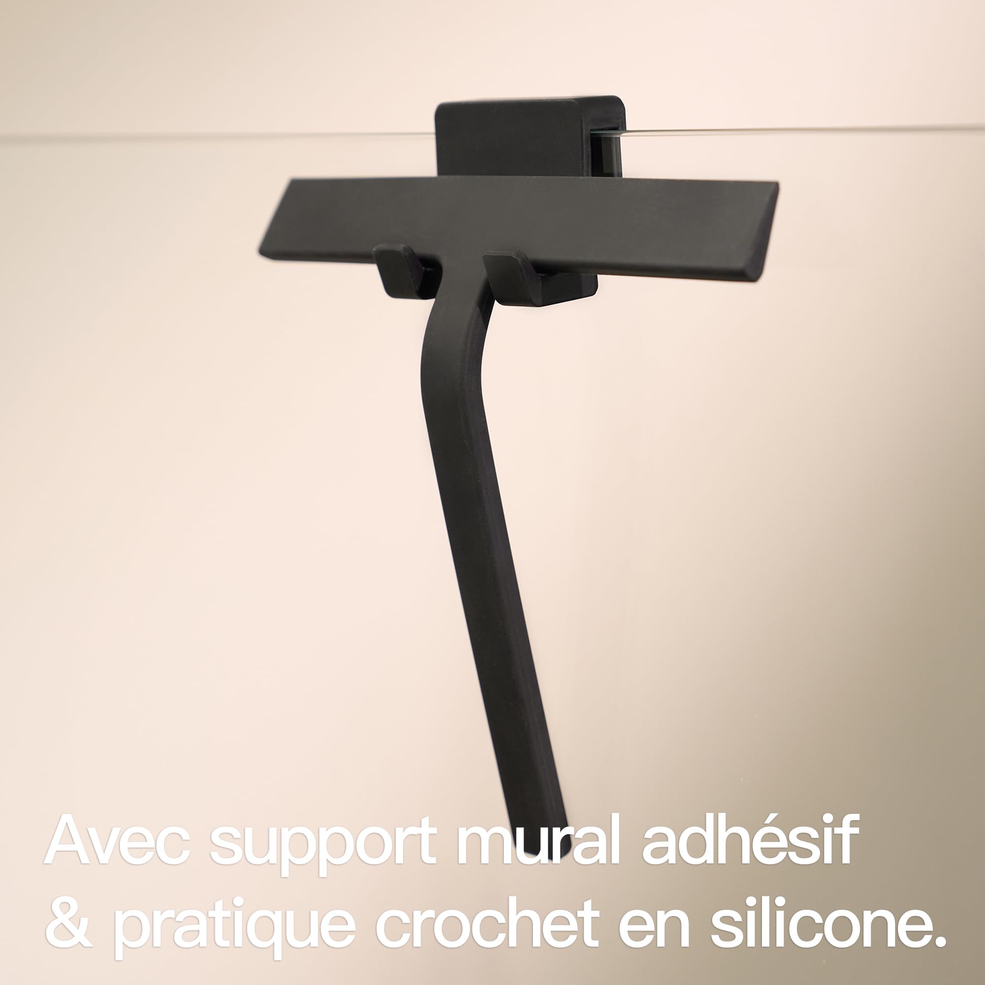 Raclette De Douche Design HAMBOURG - Support En Silicone Sans Perçage - Adhésif 3M - Blanc - 23 Cm - Moderne Et Antidérapante