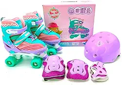 Patins Quad Ajustável Kit com Acessórios de Segurança Turma da Aventura do 34/37 - Unitoys