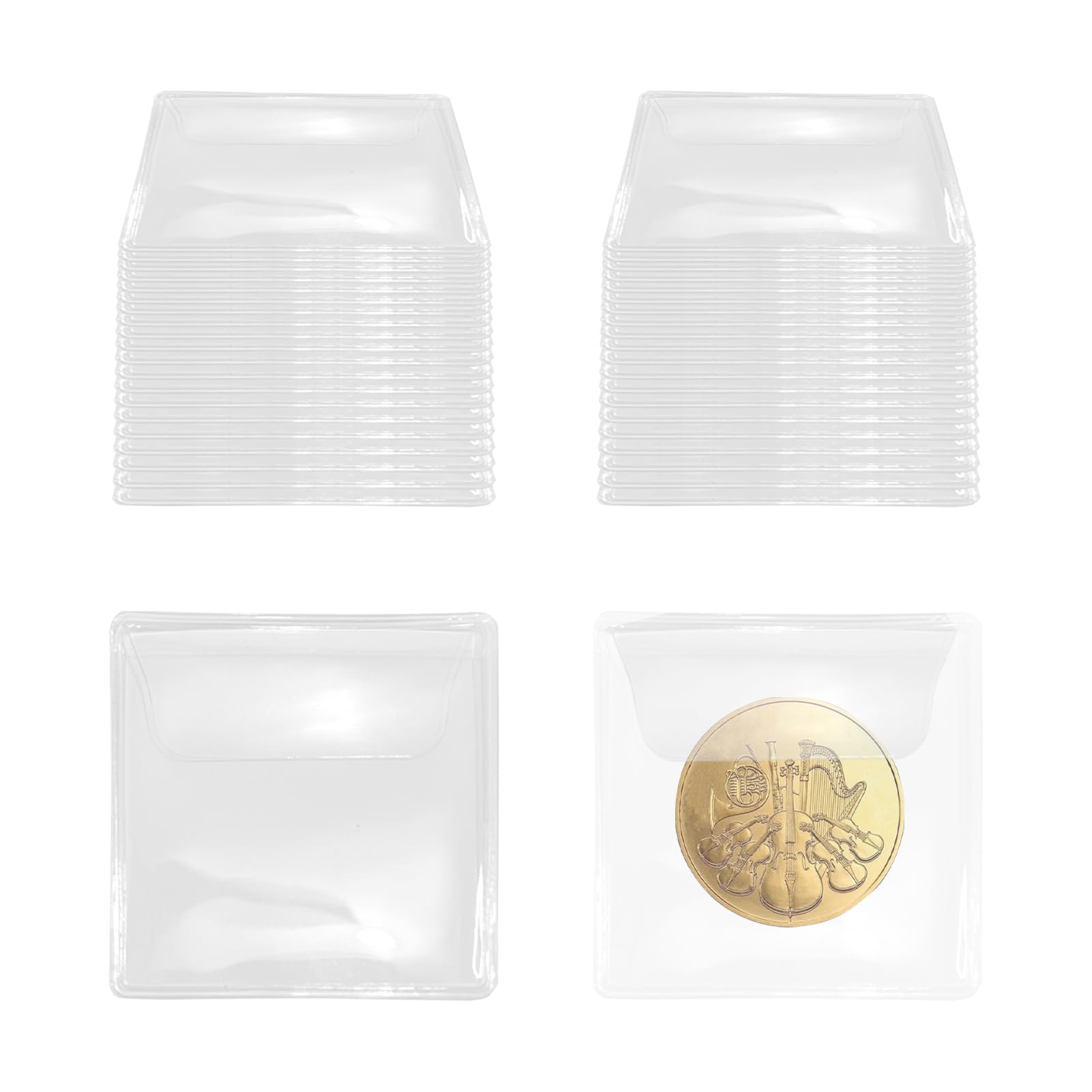 Porta Monete 50 Pezzi, Busta Di Plastica Trasparente 5,5 x 5,5 cm per Monete Gioielli