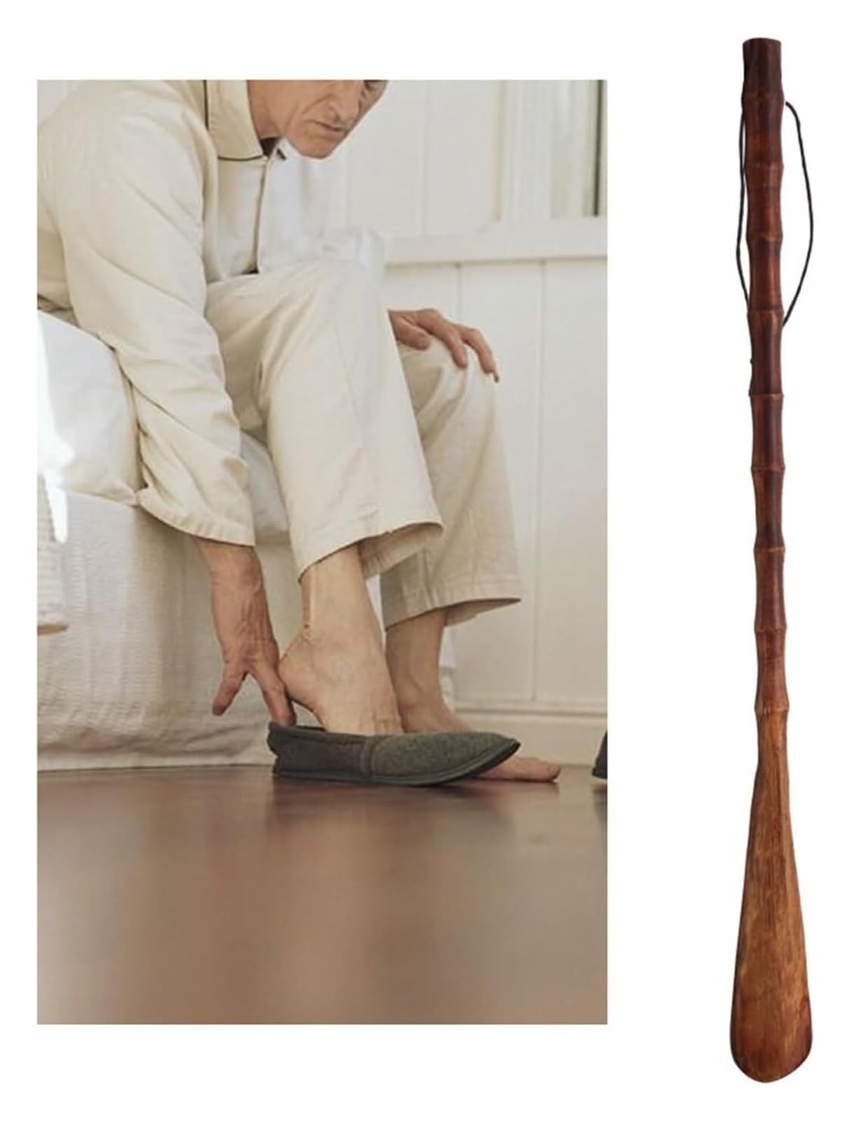 Inicio Herramientas ProfesionalCalzador de madera, 1 calzador largo, adecuado for personas mayores o personas con movilidad limitada for hombres y mujeres.