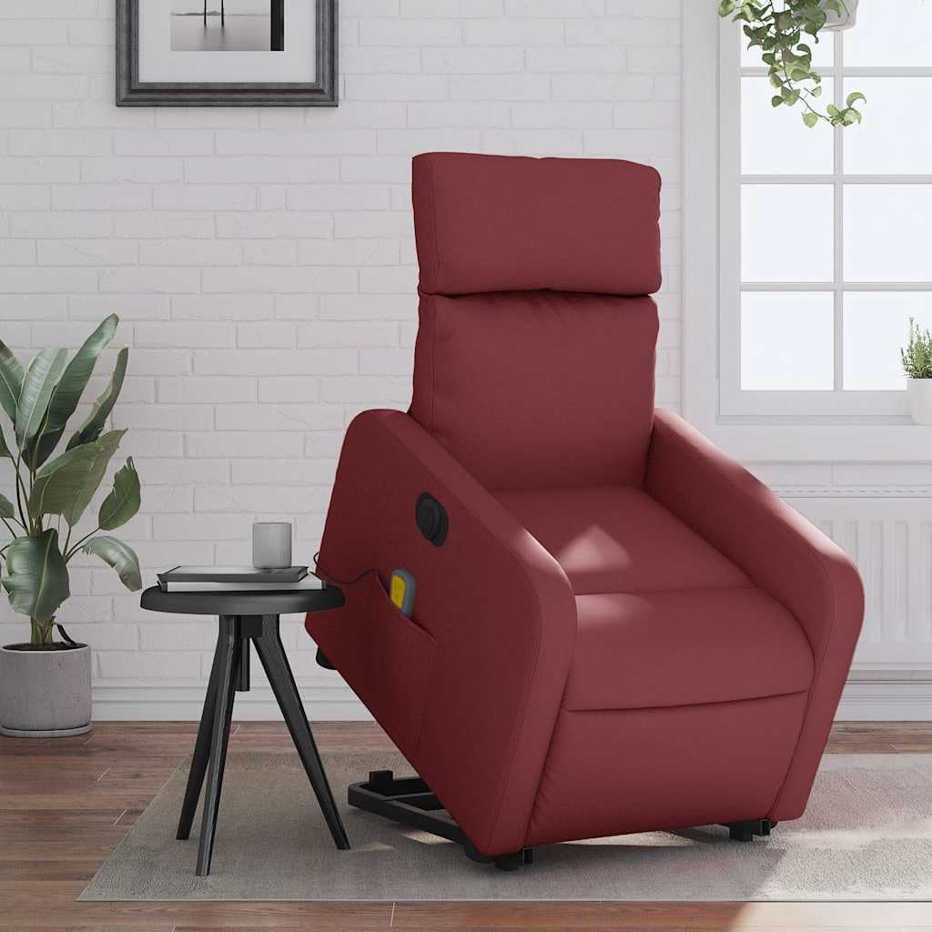 Sillón elevador eléctrico reclinable con masaje por vibración, 6 puntos de masaje, función de elevación e inclinación de 135°, estructura estable de madera y metal,