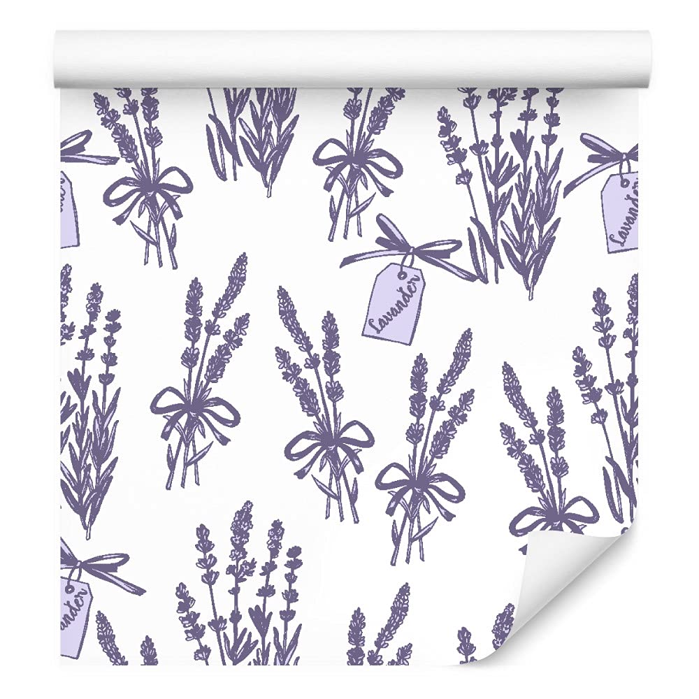Muralo Tapeta 10 m, rolka flizeliny, kwiaty, lawendy, liście, natura, rośliny, łodygi, tapeta z włókniny, 1000 x 53 cm, tapeta ścienna, do salonu, sypialni, nowoczesna dekoracja ścienna