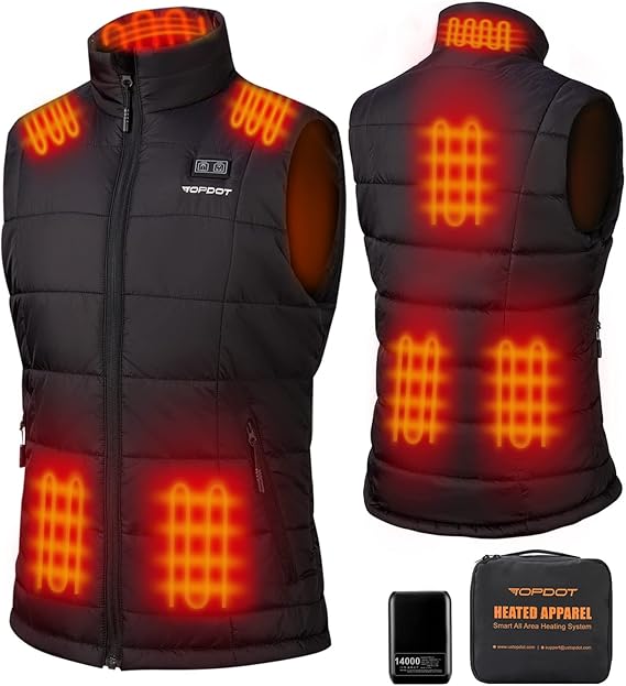 Topdot Women's Heated Vest with 14000mAh Battery Pack Included
