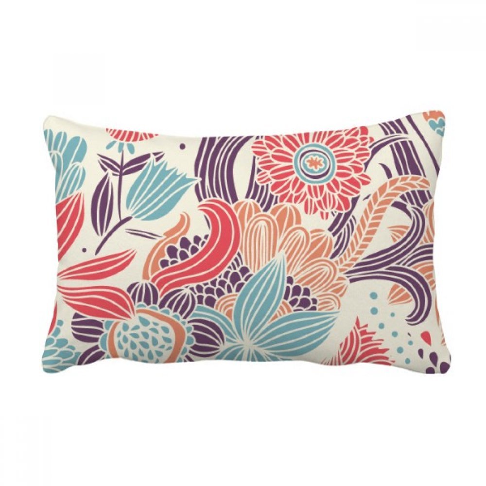 Coussin rectangulaire motif plante bouton fleur housse et insert de lit