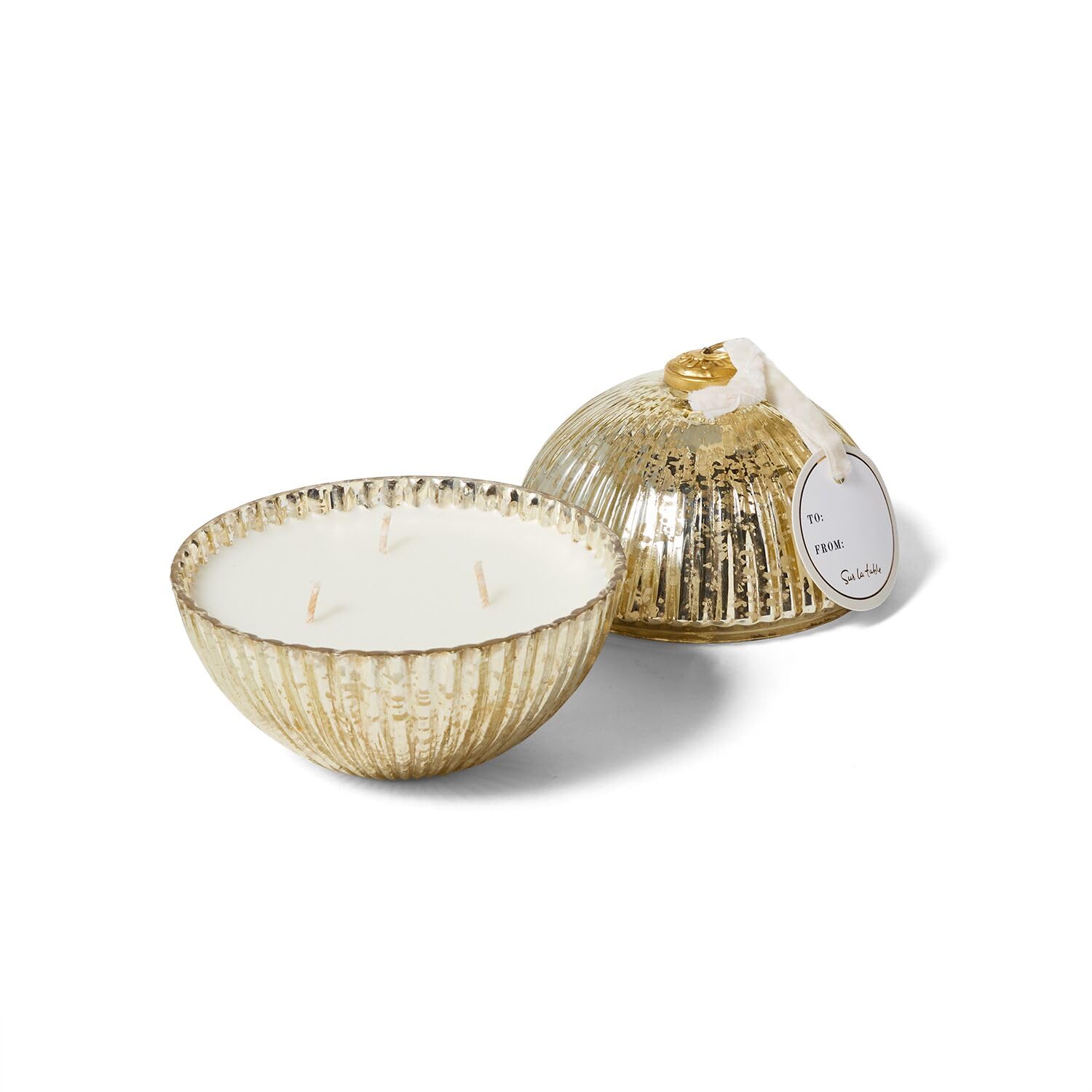 Sur La Table White Peppercorn Ornament Candle, Gold
